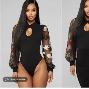 Long sleeve body suit floral print